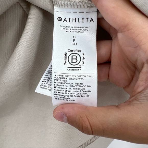 Athleta Harlow Hybrid Tee Size Small Tan Beige - Picture 3 of 6